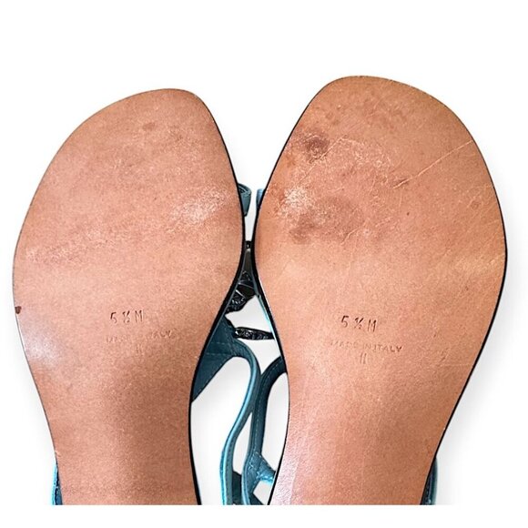 Vintage 60s Amalfi by Rangoni Beaded Mod Heel Sandals 5.5M – Blue, Made in Italy - Picture 14 of 15